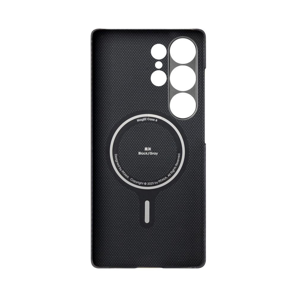 Galaxy S25 Ultra Kılıf M-safe Şarj Özellikli 600D Aramid Fiber Pitaka Ultra-Slim Classic Serisi Black-Grey Twill Kılıf Galaxy S25 Ultra Kılıf M-safe Şarj Özellikli 600D Aramid Fiber Pitaka Ultra-Slim Classic Serisi Black-Grey Twill Kılıf